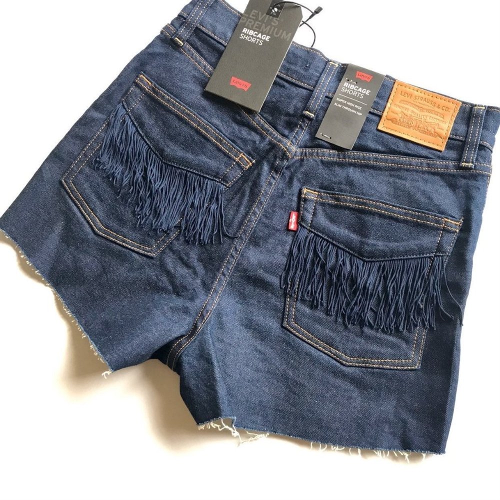 Levis highrise ribcage fringe cutoff shorts - Picture 1 of 5
